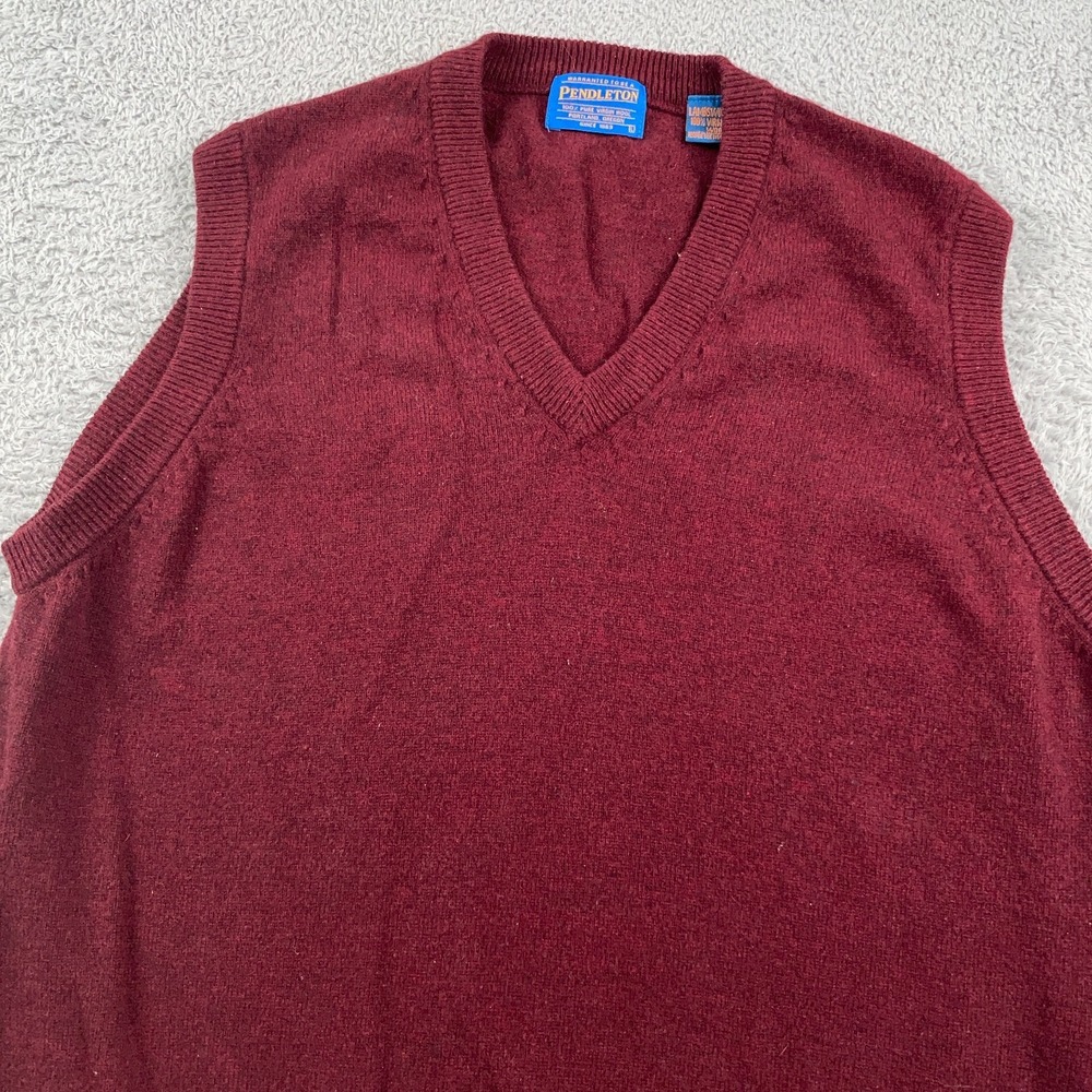 Pendleton Sweater Vest Mens Large Red Lambs Wool Knit Grandpa Academic Casual